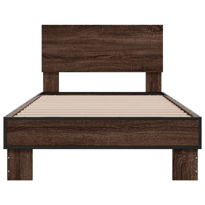 Bed Frame without Mattress Brown Oak 75x190 cm Small Single