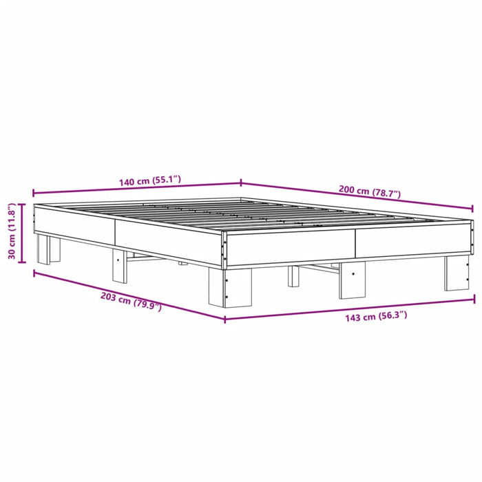 Bed Frame without Mattress Sonoma Oak 140x200 cm