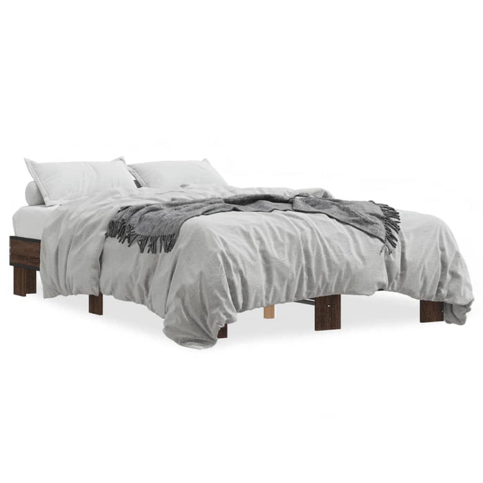 Bed Frame without Mattress Brown Oak 140x200 cm