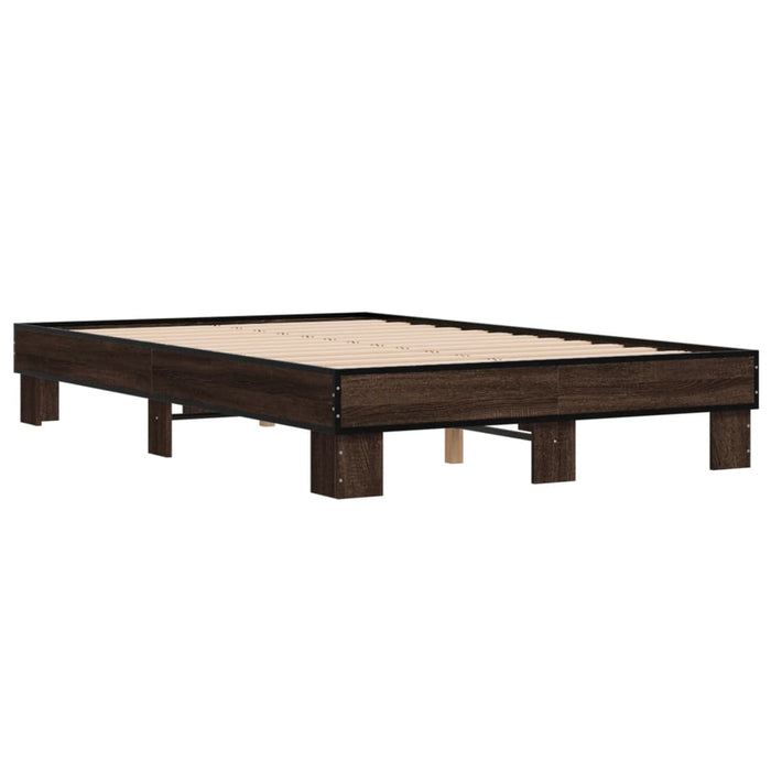 Bed Frame without Mattress Brown Oak 140x200 cm