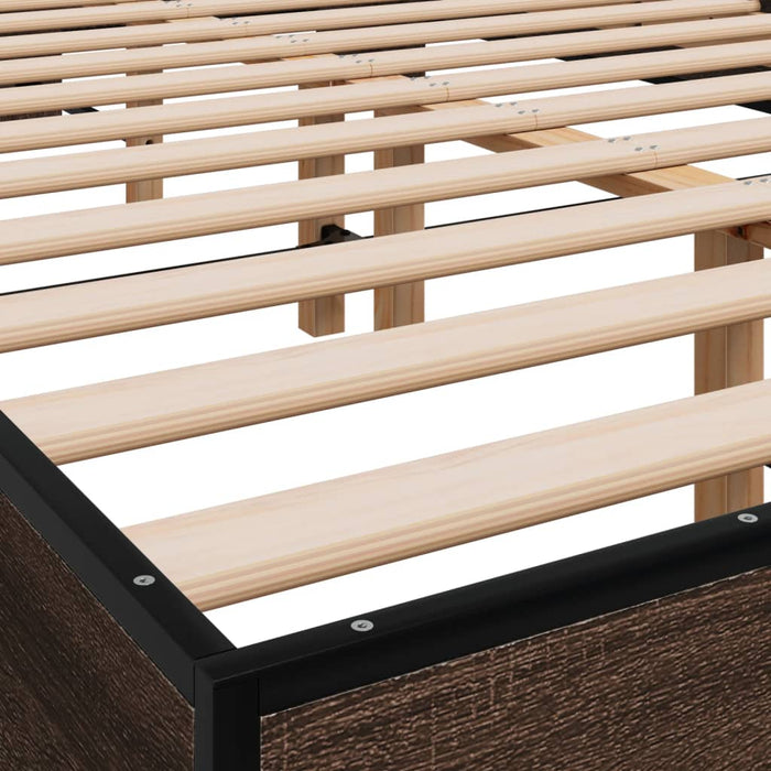 Bed Frame without Mattress Brown Oak 140x200 cm