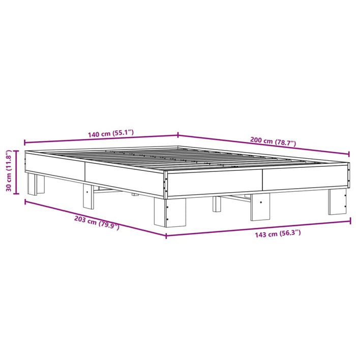 Bed Frame without Mattress Brown Oak 140x200 cm