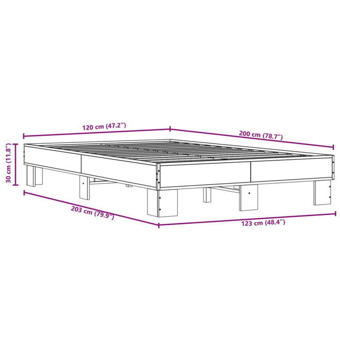 Bed Frame without Mattress Smoked Oak 120x200 cm