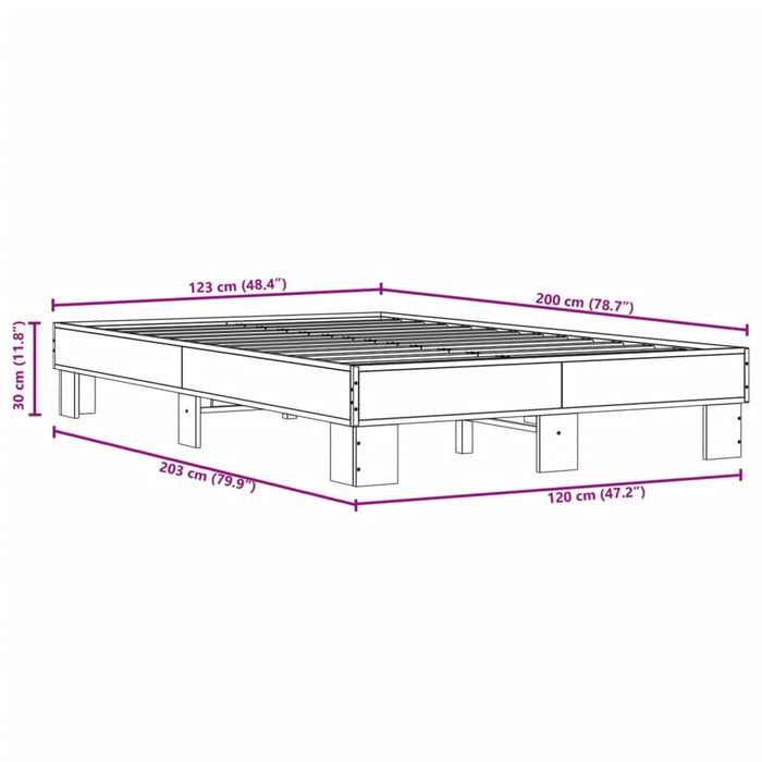 Bed Frame without Mattress Brown Oak 120x200 cm