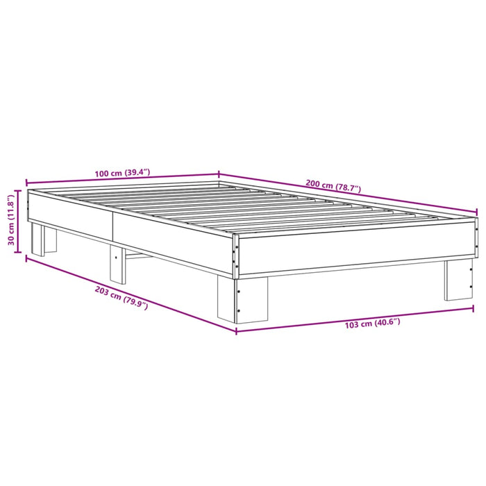 Bed Frame without Mattress Smoked Oak 100x200 cm