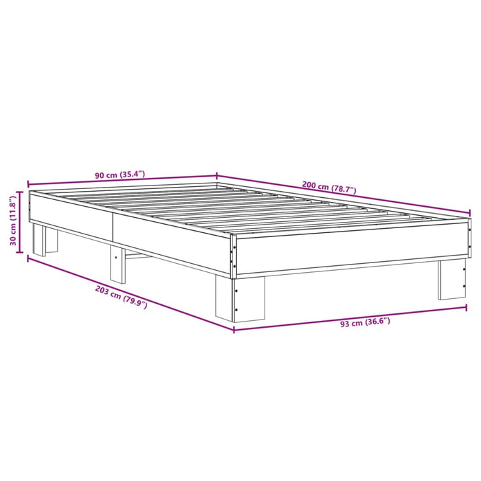 Bed Frame without Mattress Grey Sonoma 90x200 cm