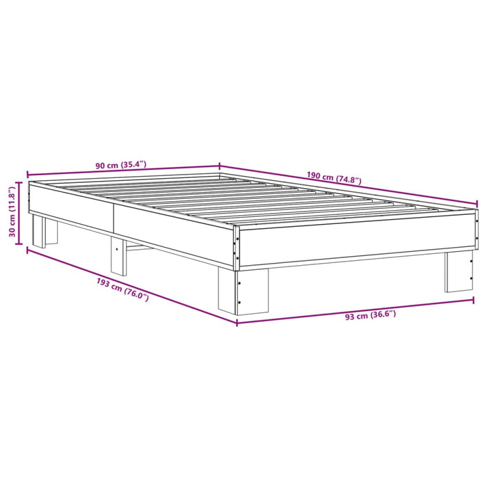 Bed Frame without Mattress Smoked Oak 90x190 cm Single