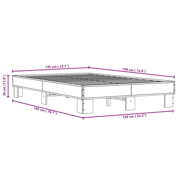 Bed Frame without Mattress Sonoma Oak 135x190 cm Double