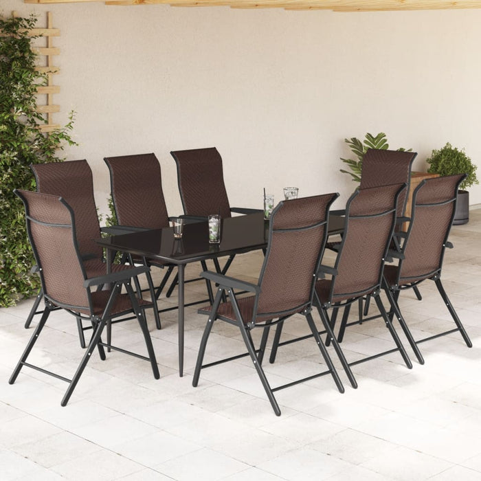 Scaune Pliante Gradina 8 buc Maro Poly Rattan