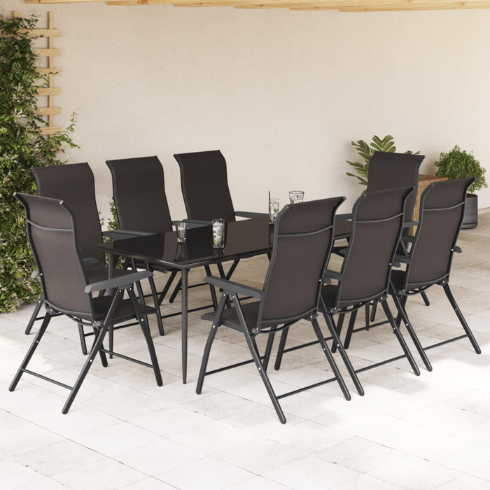 Scaune Pliante De Gradina 8 buc Black Coffee Poly Rattan