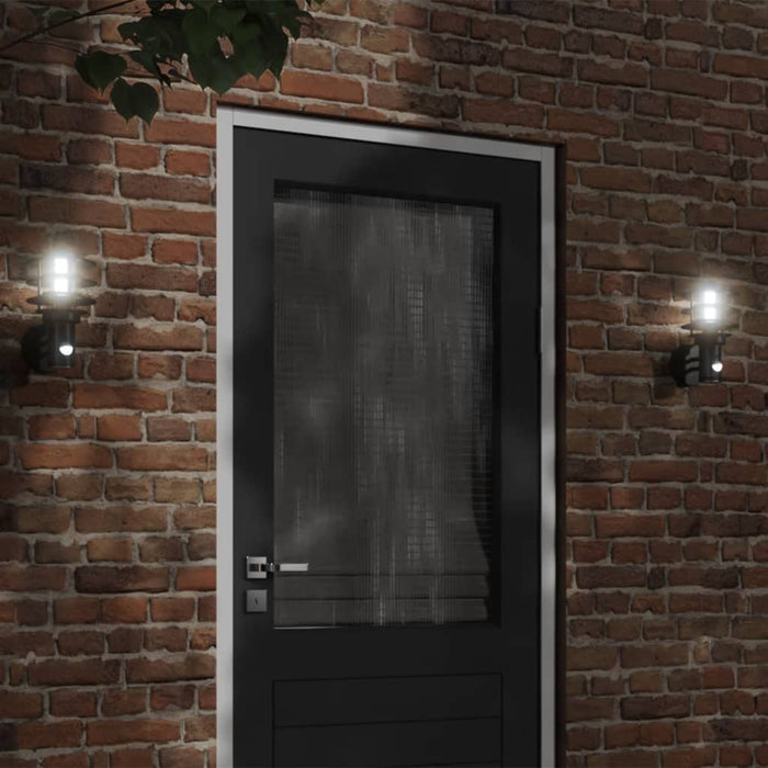 Outdoor Wall Lights with Sensors 2pcs Black Stainless Steel