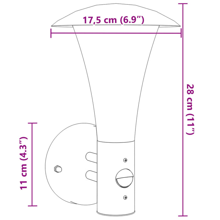 Outdoor Wall Light with Sensor Black Stainless Steel