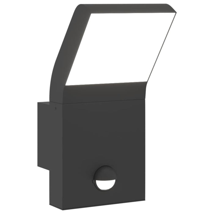 Outdoor LED Wall Light with Sensor Black Die-cast Aluminium