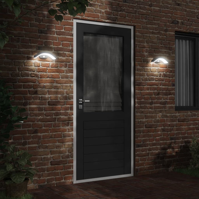 Aplice de perete LED de exterior cu senzori 2 buc. Aluminiu turnat sub presiune negru