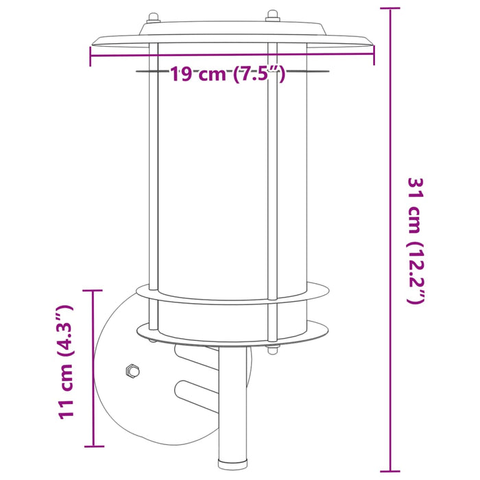 Outdoor Wall Light Silver Stainless Steel