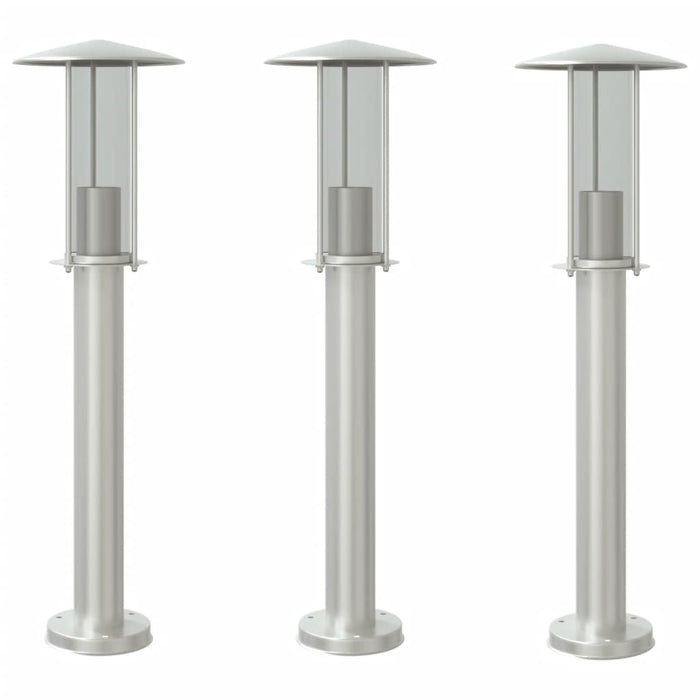 Outdoor Floor Lamps 3pcs Silver 60 cm Stainless Steel