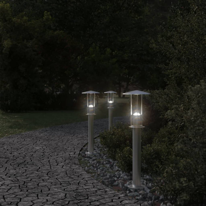 Outdoor Floor Lamps 3pcs Silver 60 cm Stainless Steel