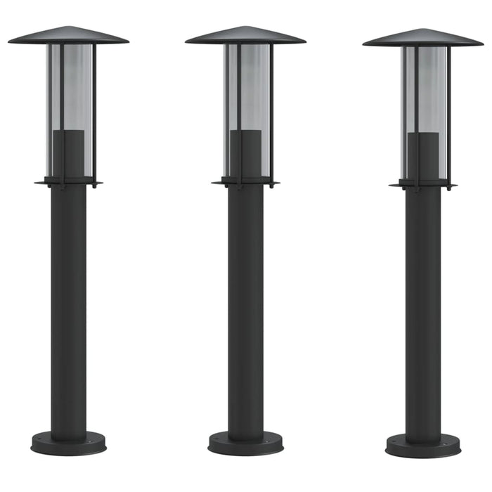 Outdoor Floor Lamps 3pcs Black 60 cm Stainless Steel