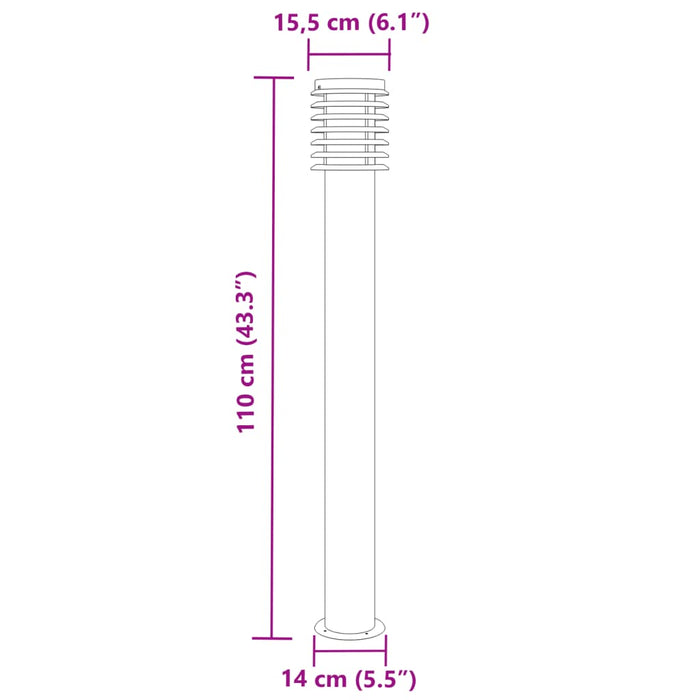 Lămpi de podea de exterior 3buc Negru 110cm Oțel inoxidabil