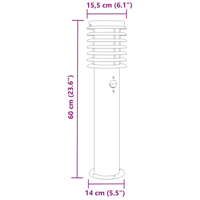 Lampa de exterior cu senzor Argintiu 60 cm Otel inoxidabil