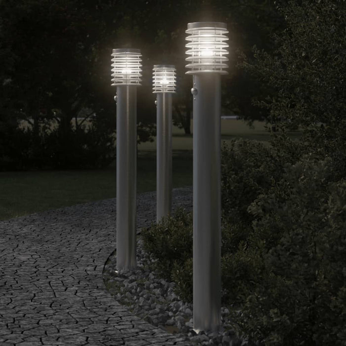 Lampa de exterior cu senzor argintiu 110cm otel inoxidabil