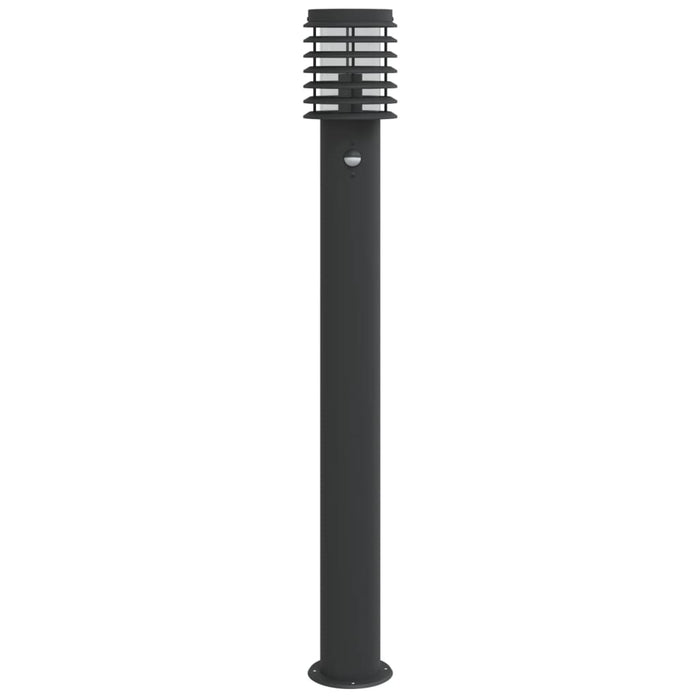 Lampă de podea de exterior cu senzor negru 110 cm oțel inoxidabil