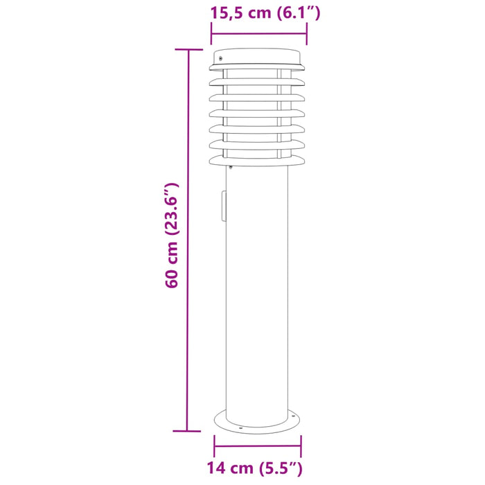 Lampa de exterior cu priză Argintiu 60 cm Oțel inoxidabil