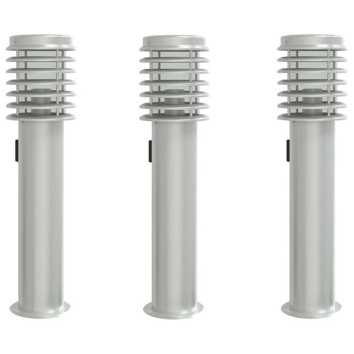 Outdoor Floor Lamps with Outlet 3pcs Silver 60 cm Stainless Steel