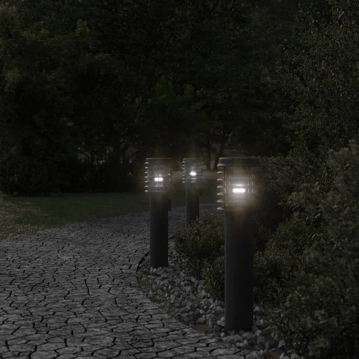 Outdoor Floor Lamps with Outlet 3pcs Black 60 cm Stainless Steel