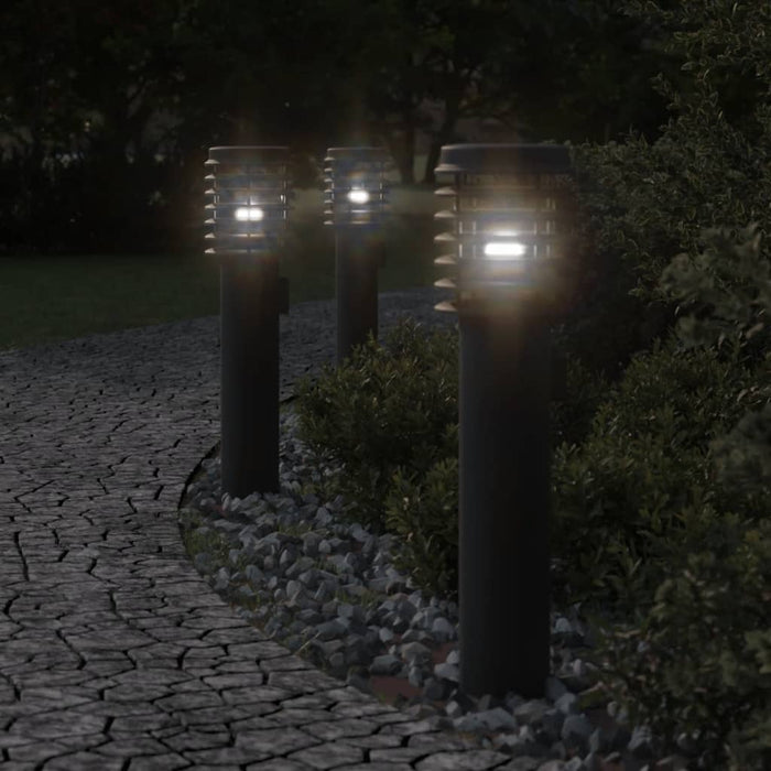 Outdoor Floor Lamps with Outlet 3pcs Black 60 cm Stainless Steel