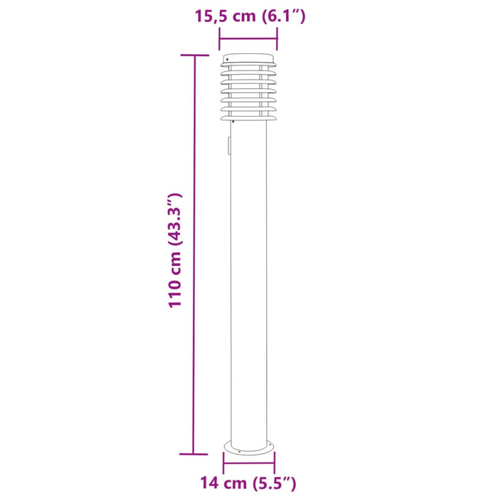 Outdoor Floor Lamps with Outlet 3pcs Black 110cm Stainless Steel