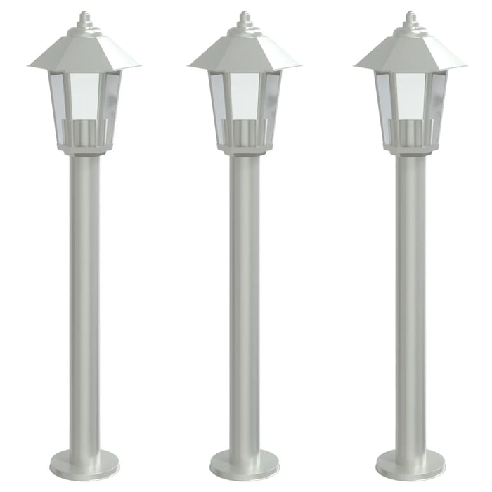 Outdoor Floor Lamps 3pcs Silver 80 cm Stainless Steel