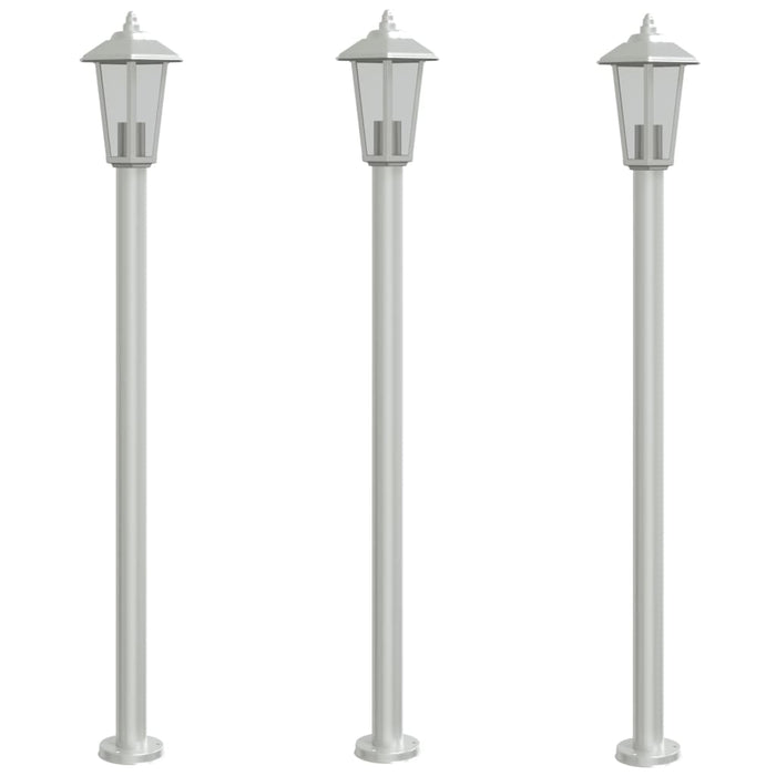 Outdoor Floor Lamps 3pcs Silver 120 cm Stainless Steel