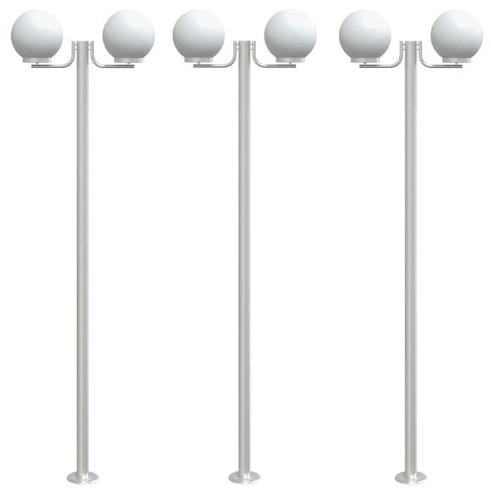 Outdoor Floor Lamps 3pcs Silver 215 cm Stainless Steel