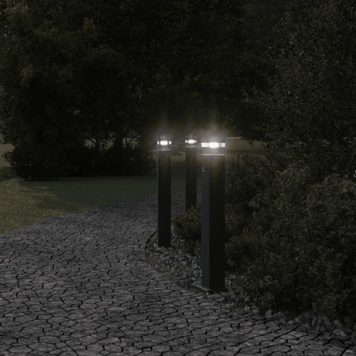 Outdoor Floor Lamps with Sensors 3pcs Black 80 cm Aluminium