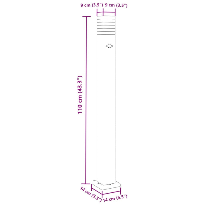 Outdoor Floor Lamps with Sensors 3pcs Black 110 cm Aluminium