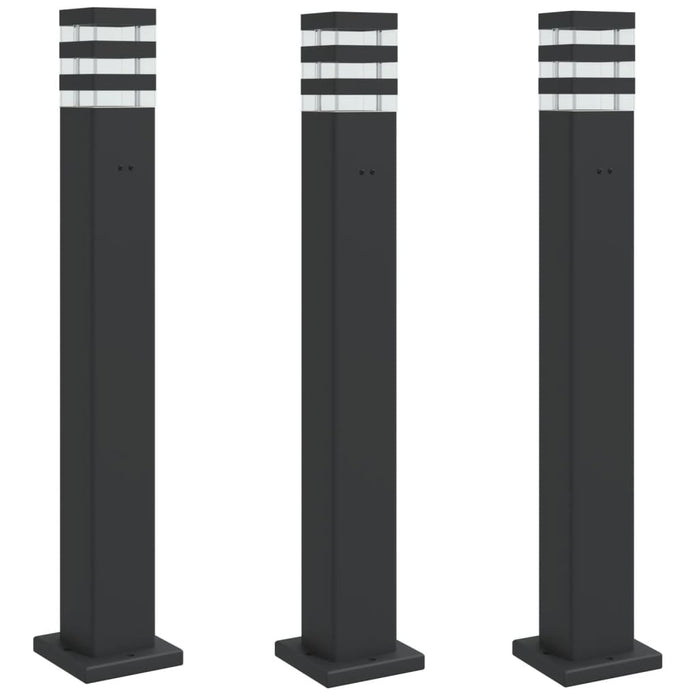 Outdoor Floor Lamps with Outlet 3pcs Black 80 cm Aluminium