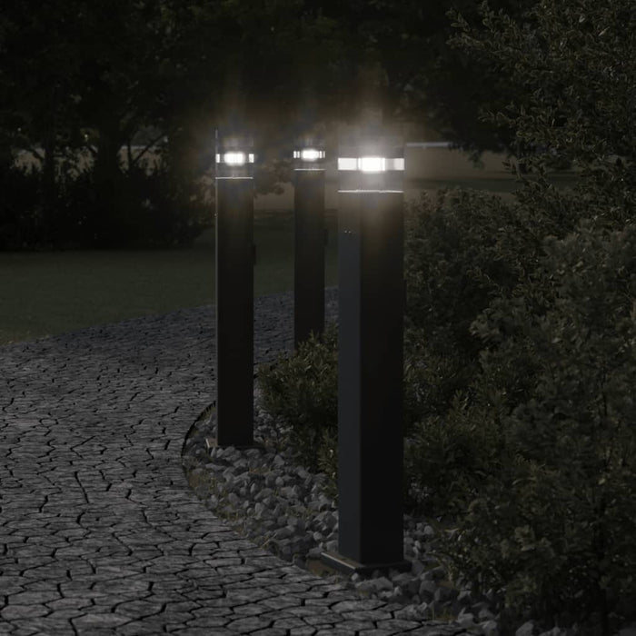 Outdoor Floor Lamps with Outlet 3pcs Black 80 cm Aluminium