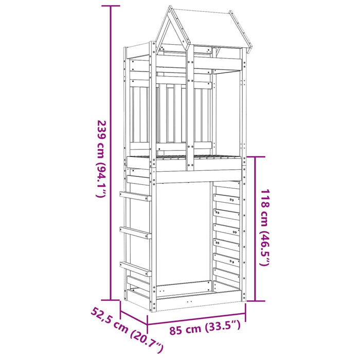 Play Tower with Rockwall 85x52.5x239 cm Solid Wood Pine