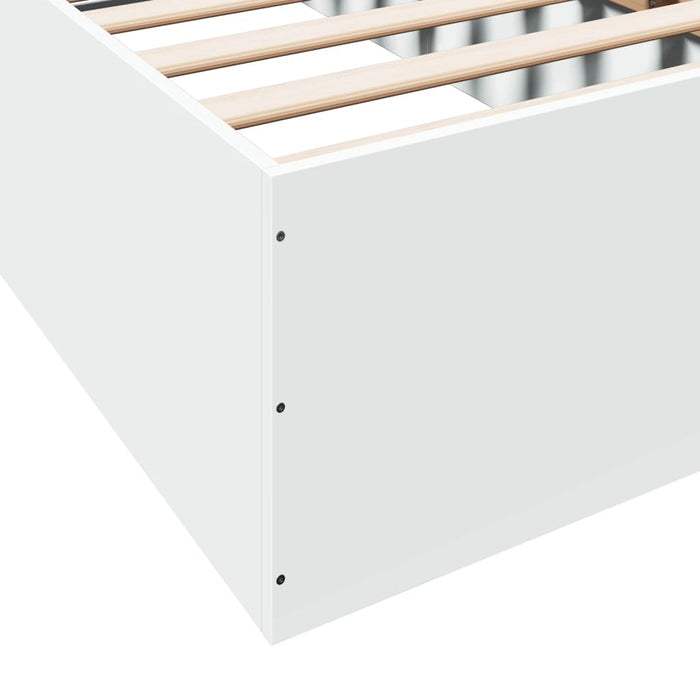 Bed Frame without Mattress White 75x190 cm Small Single Engineered Wood