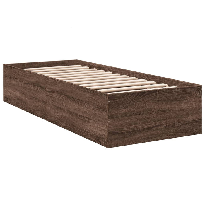 Bed Frame without Mattress Brown Oak 75x190 cm Small Single Engineered Wood