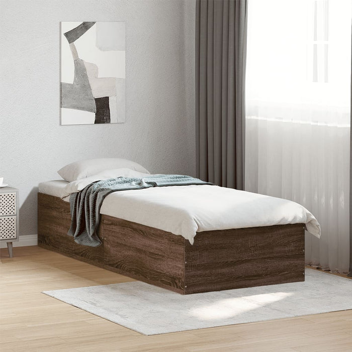 Bed Frame without Mattress Brown Oak 75x190 cm Small Single Engineered Wood