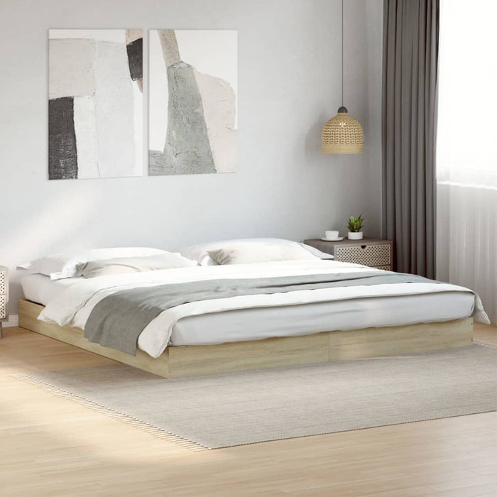 Bed Frame without Mattress Sonoma Oak 200x200 cm Engineered Wood