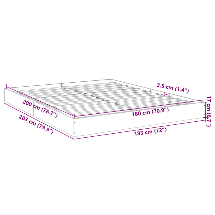 Рамка за легло без матрак Бяла 180x200 см Super King Engineered Wood