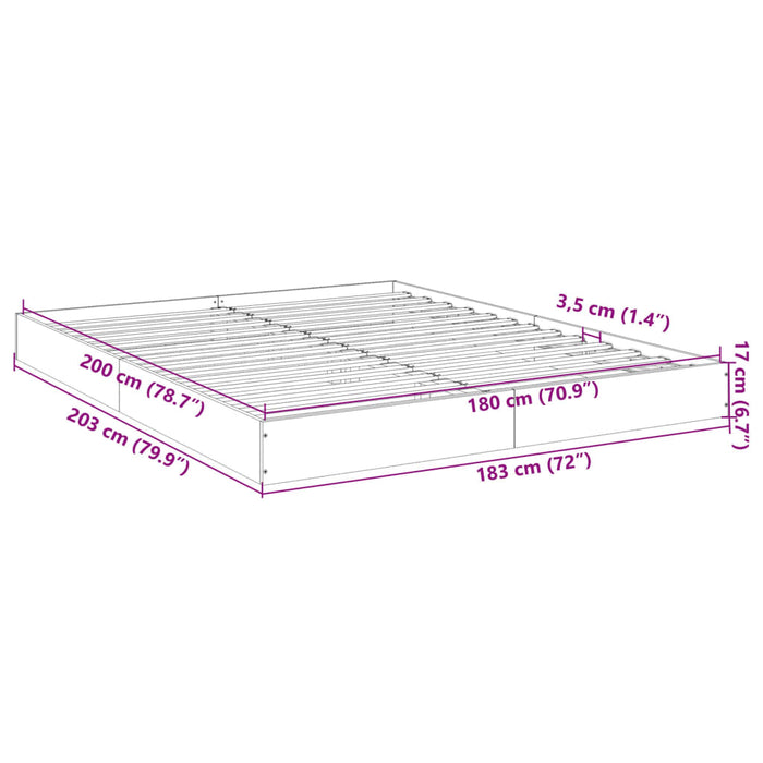 Рамка за легло без матрак Черен 180x200 см Super King Engineered Wood