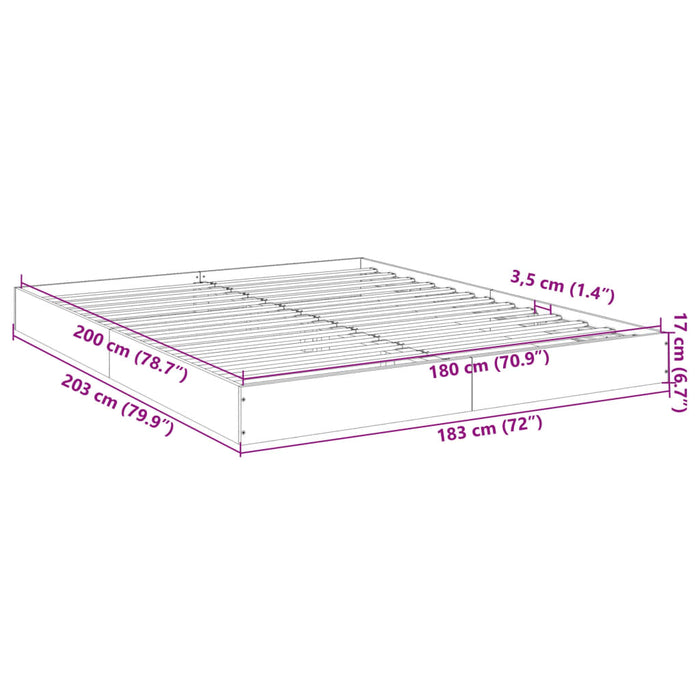 Bed Frame without Mattress Grey Sonoma 180x200 cm Super King Engineered Wood