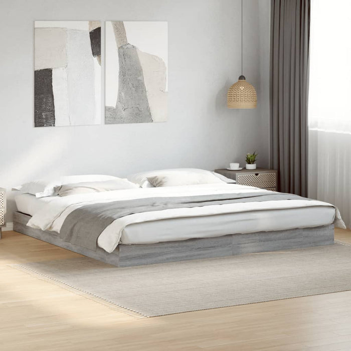 Bed Frame without Mattress Grey Sonoma 180x200 cm Super King Engineered Wood