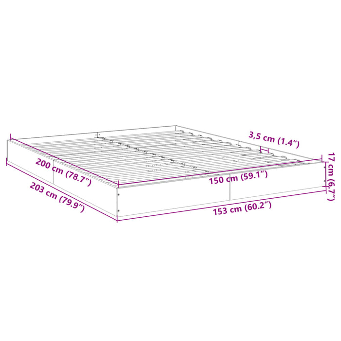 Bed Frame without Mattress White 150x200 cm King Size Engineered Wood