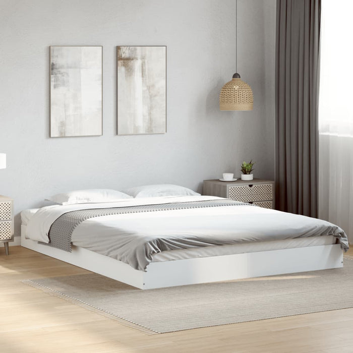 Bed Frame without Mattress White 150x200 cm King Size Engineered Wood