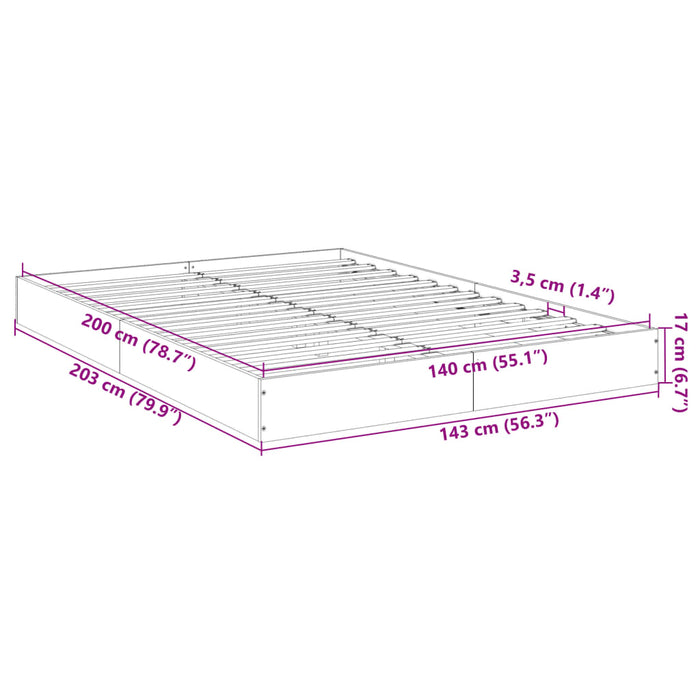 Bed Frame without Mattress Grey Sonoma 140x200 cm Engineered Wood